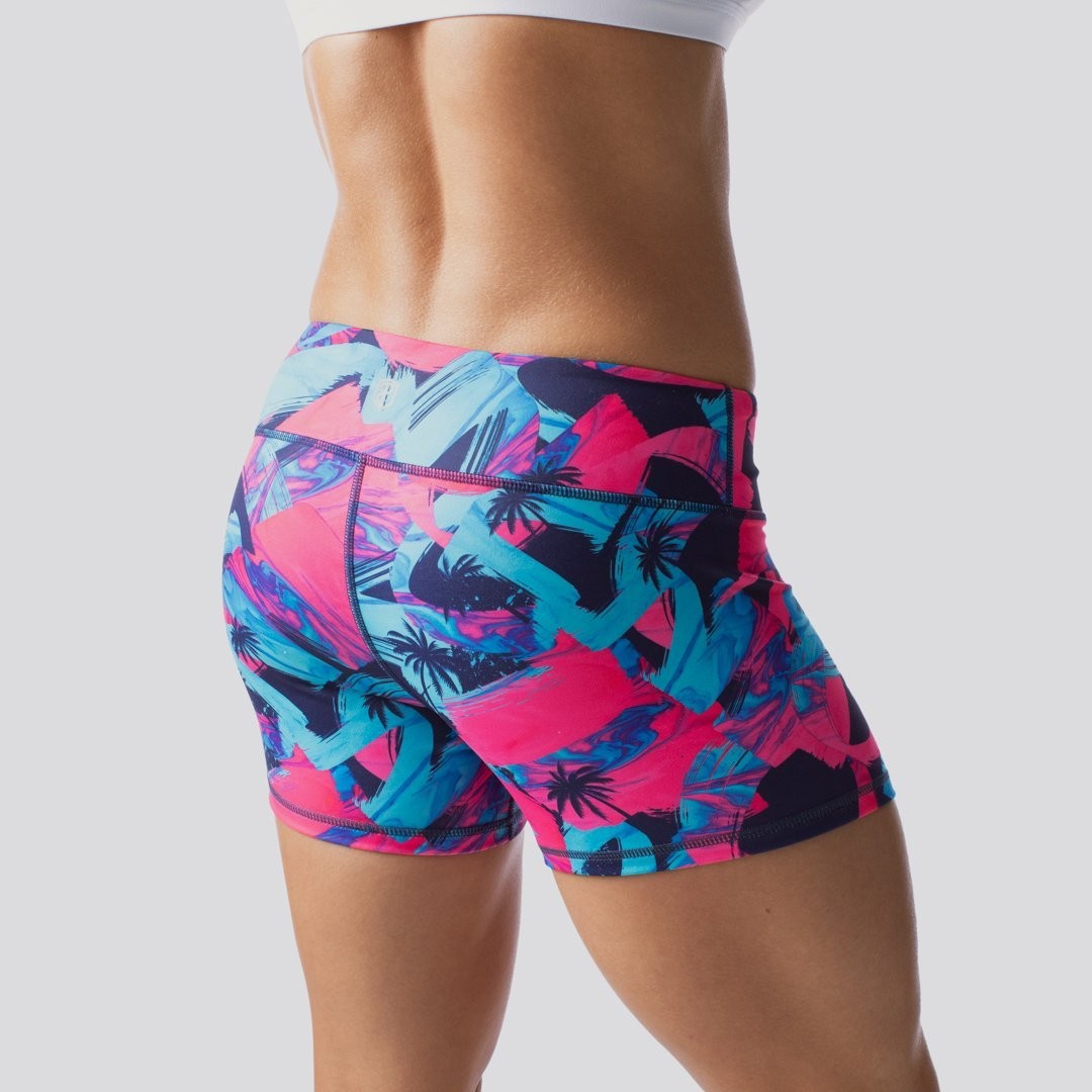 DOUBLE TAKE BOOTY SHORT - pink palm - BORN PRIMITIVE