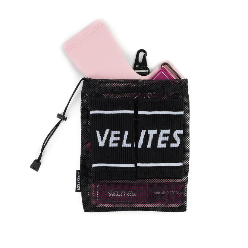 PACK MANIQUES QUAD ULTRA BLACK + BANDEAUX DE POIGNETS + SAC DE TRANSPORT - PINK PINK - VELITES