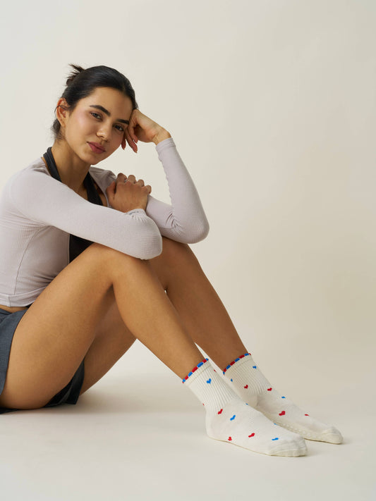 🇺🇸 Mini pétales de Cœur - Chaussettes de Pilates - Effortless Club
