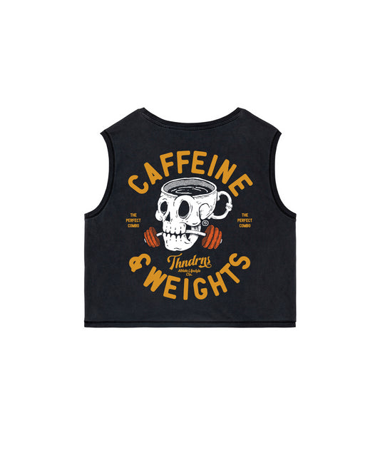 CAFFEINE & WEIGHTS CROPPED TANK TOP - THUNDERNOISE