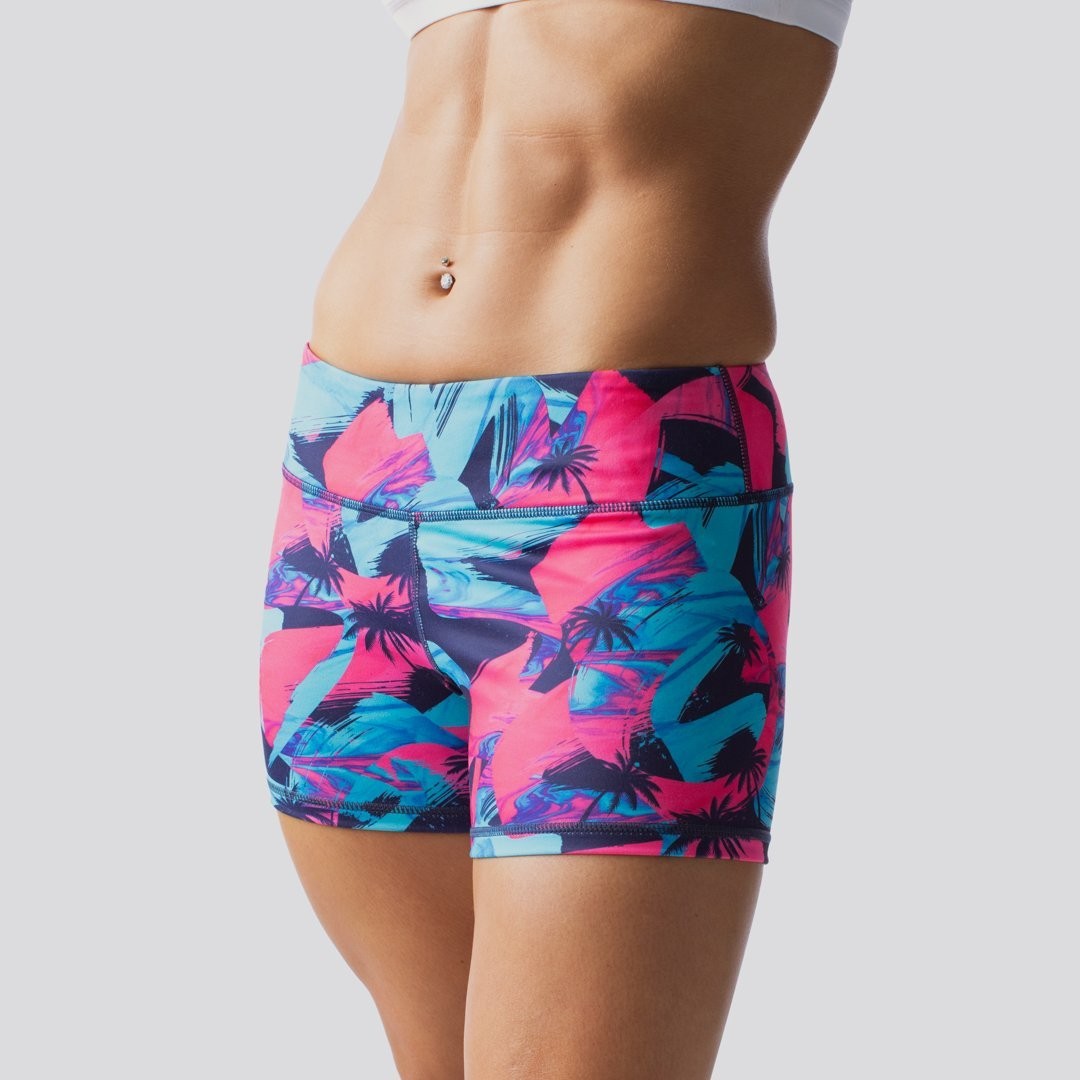 DOUBLE TAKE BOOTY SHORT - pink palm - BORN PRIMITIVE